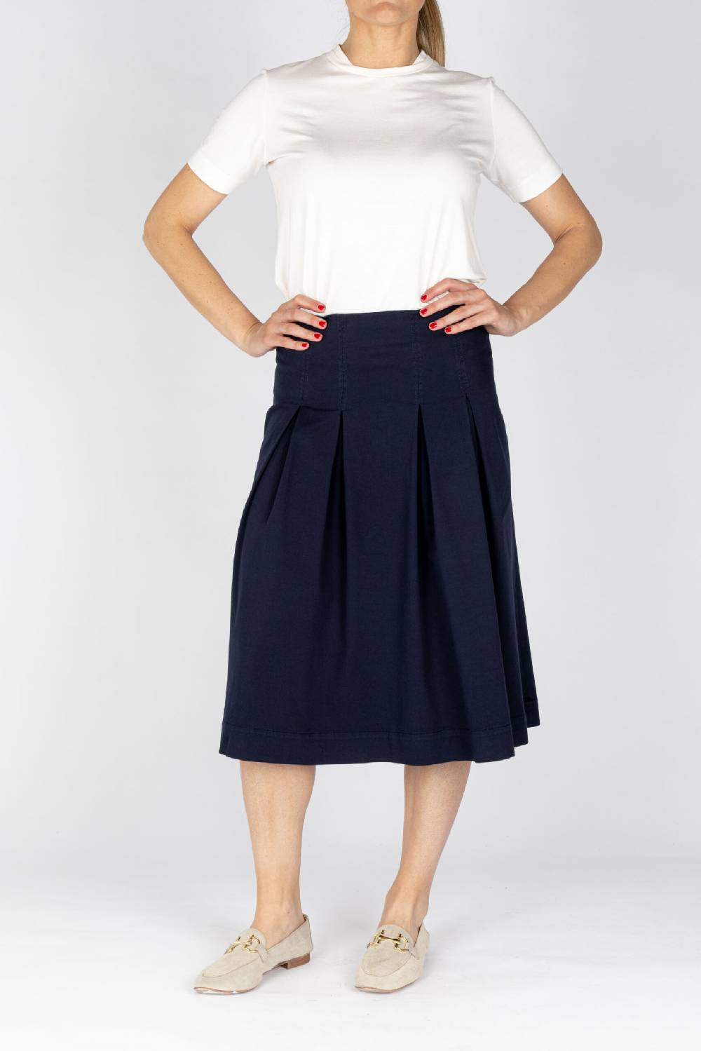 ﻿L.Pucci Gonna svasata a vita leggermente alta tessuto gabardina stretch colore blu Fino Al -60%