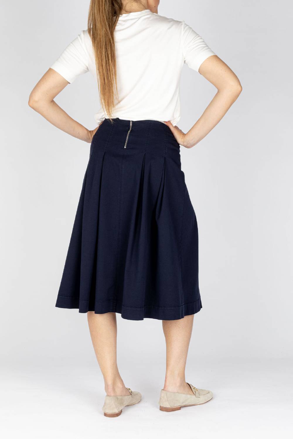 ﻿L.Pucci Gonna svasata a vita leggermente alta tessuto gabardina stretch colore blu Fino Al -60%