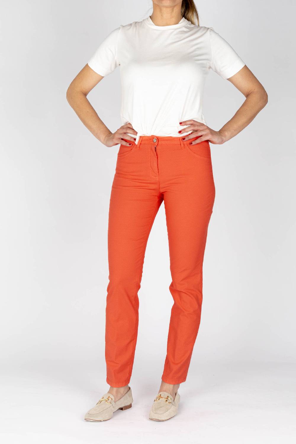 L.Pucci Pantaloni jeans colore corallo tessuto cotone armaturato Online