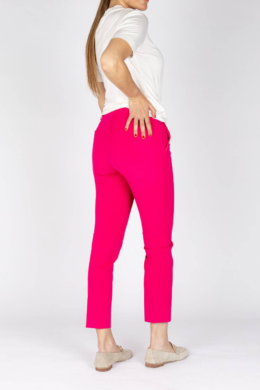 L.Pucci Pantaloni modello gamba stretta tessuto tecnico stretch colore fucsia Vendita Calda
