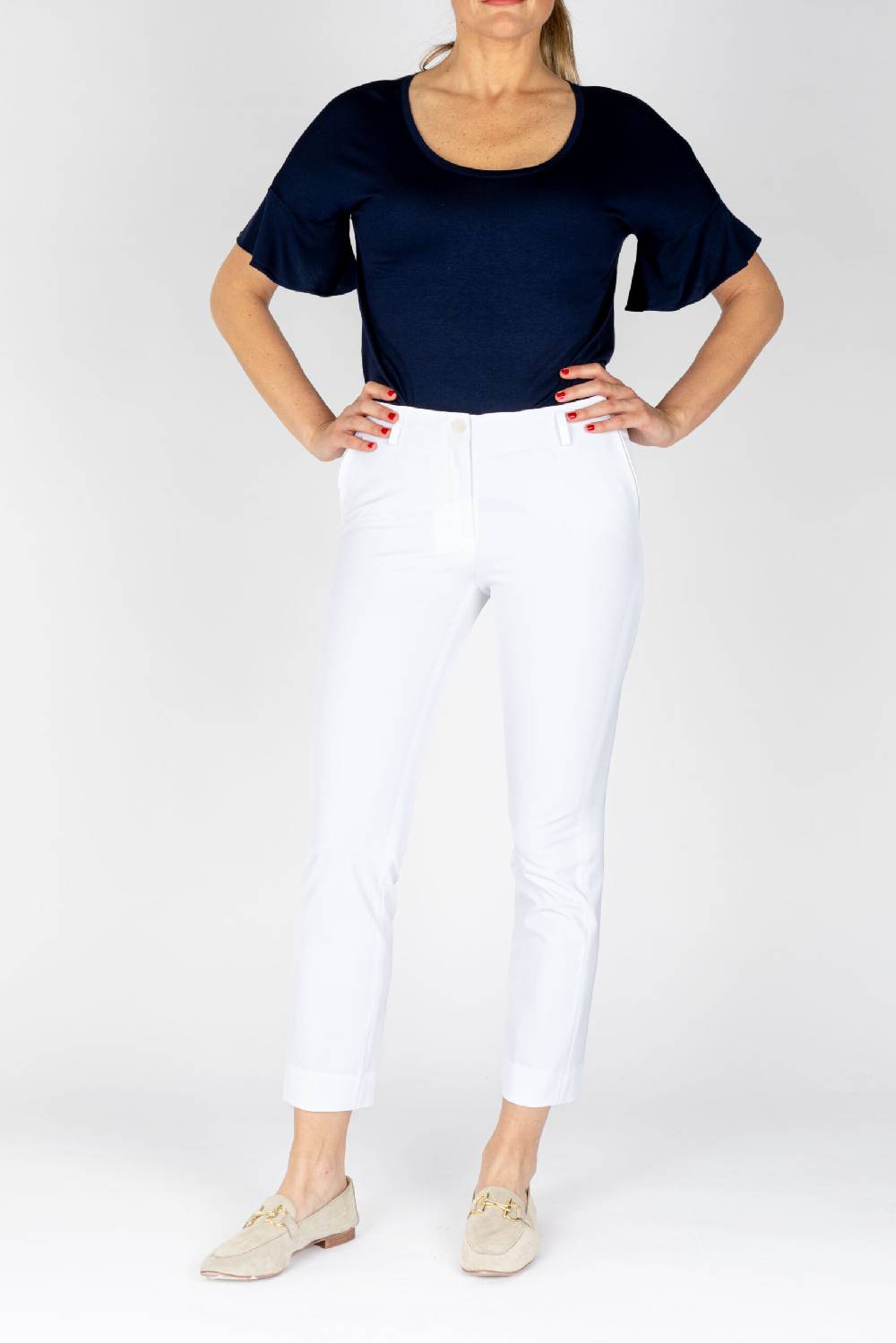 L.Pucci Pantaloni modello gamba stretta tessuto tecnico stretch colore bianco Saldi Di Fabbrica