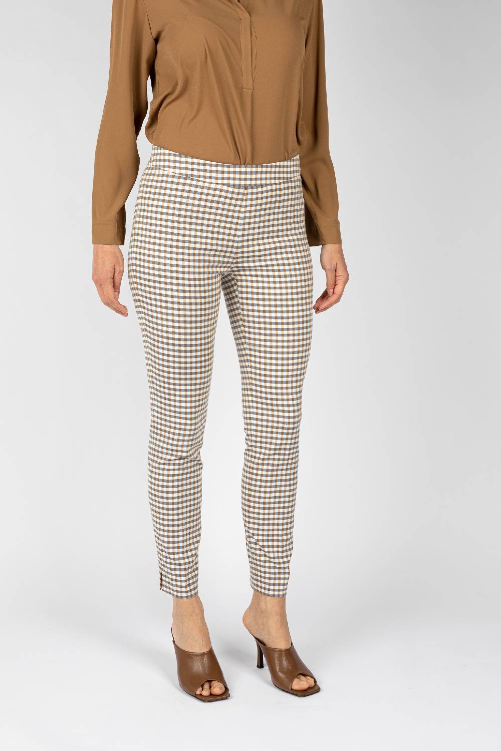 L.Pucci Pantaloni tessuto disegno quadretto colore blu, linea a sigaretta 2025