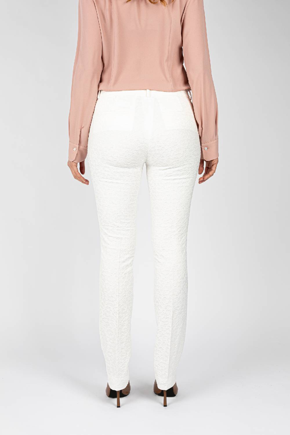 L.Pucci Pantaloni tessuto jacquard colore bianco, gamba regolare Pezzi Unici
