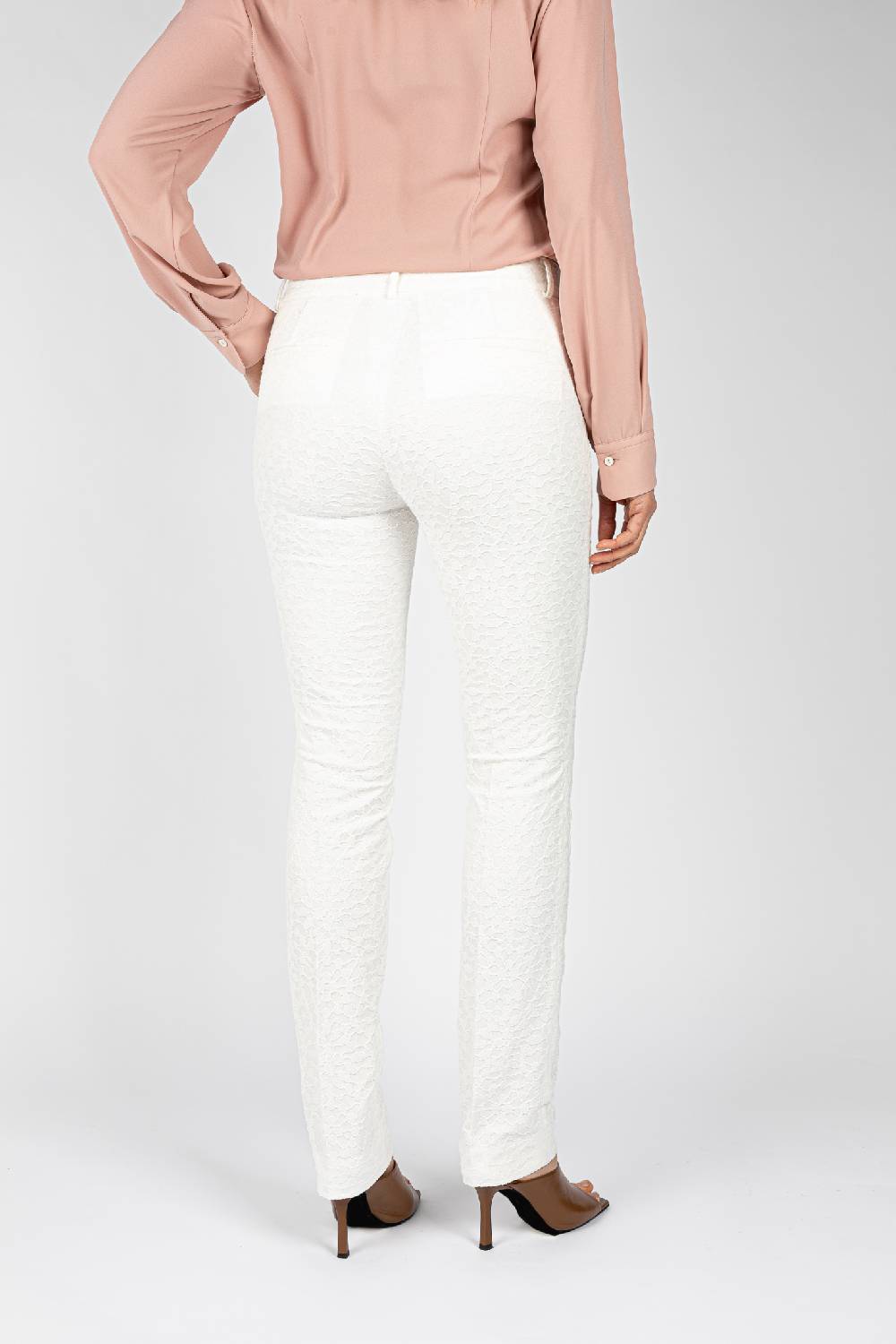 L.Pucci Pantaloni tessuto jacquard colore bianco, gamba regolare Pezzi Unici