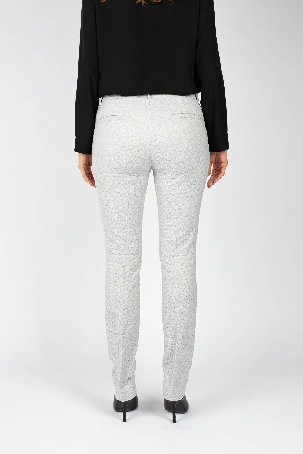 L.Pucci Pantaloni tessuto jacquard colore ghiaccio, gamba regolare Soddisfazione Garantita