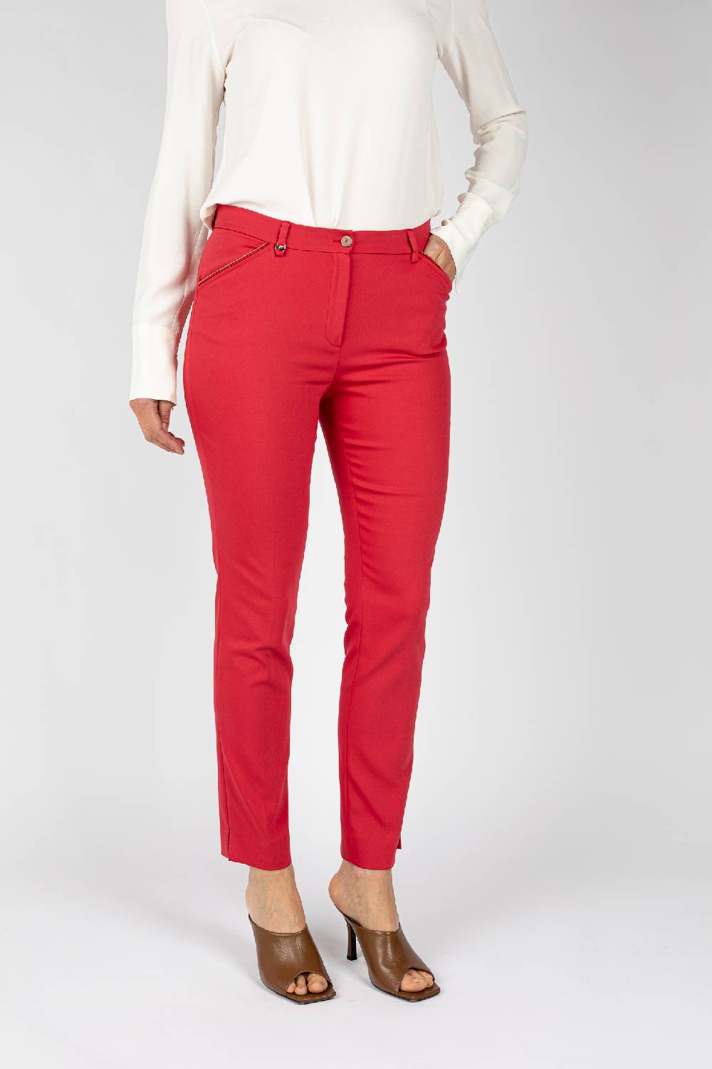 L.Pucci Pantaloni colore rosso, linea a sigaretta Fino Al -60%