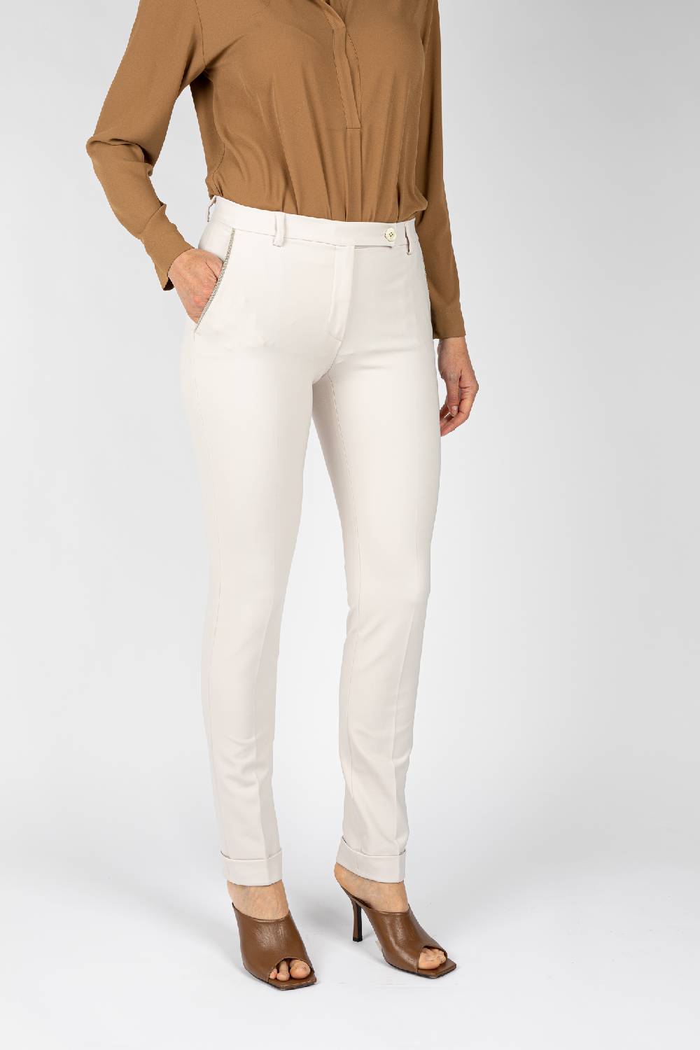 L.Pucci Pantaloni gamba regolare con rovescia colore ghiaccio Prezzo Ridotto