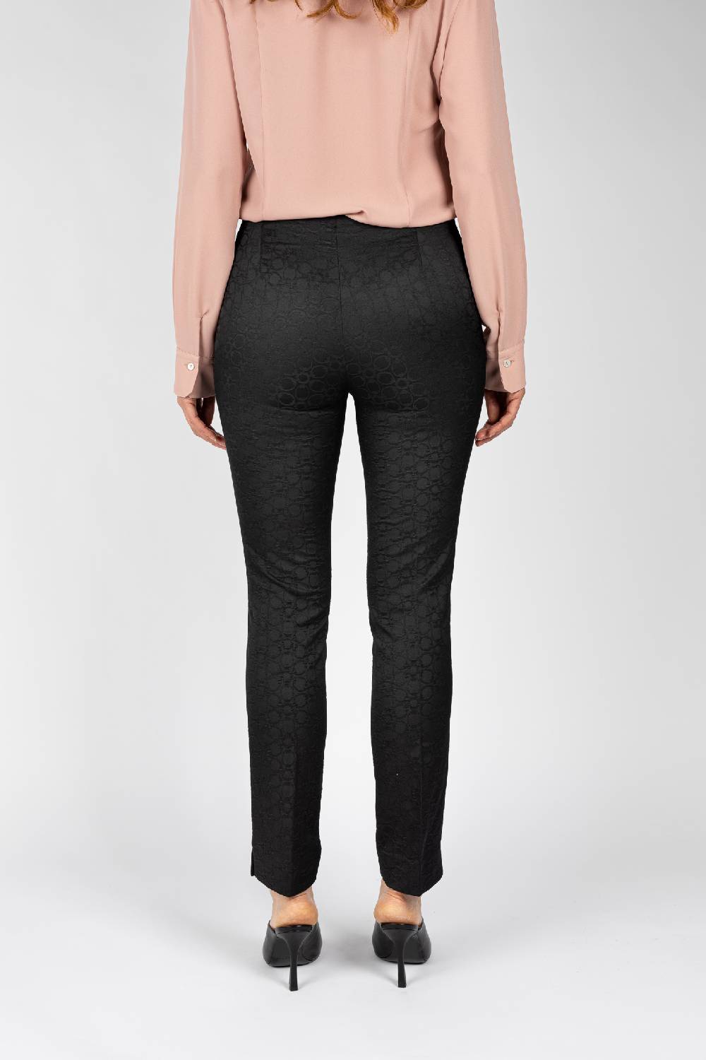 L.Pucci Pantaloni jacquard a fiore colore nero, linea stretta Online