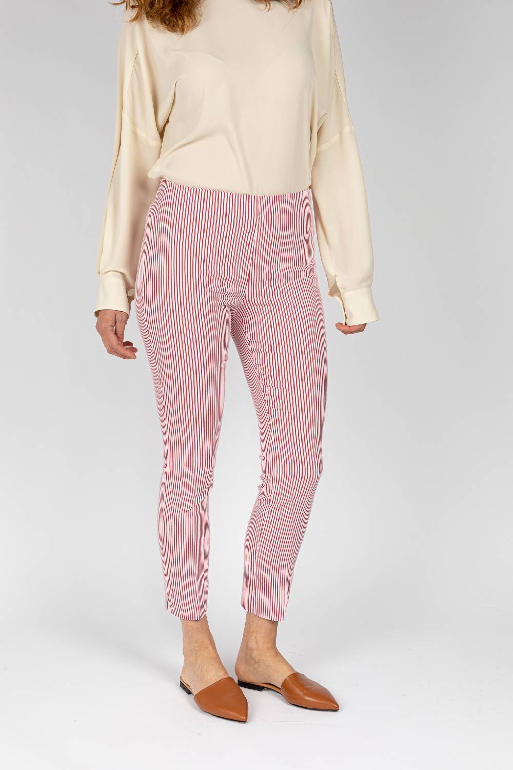L.Pucci Pantaloni a riga colore rosso da donna linea stretta 50% di sconto con spedizione gratuita