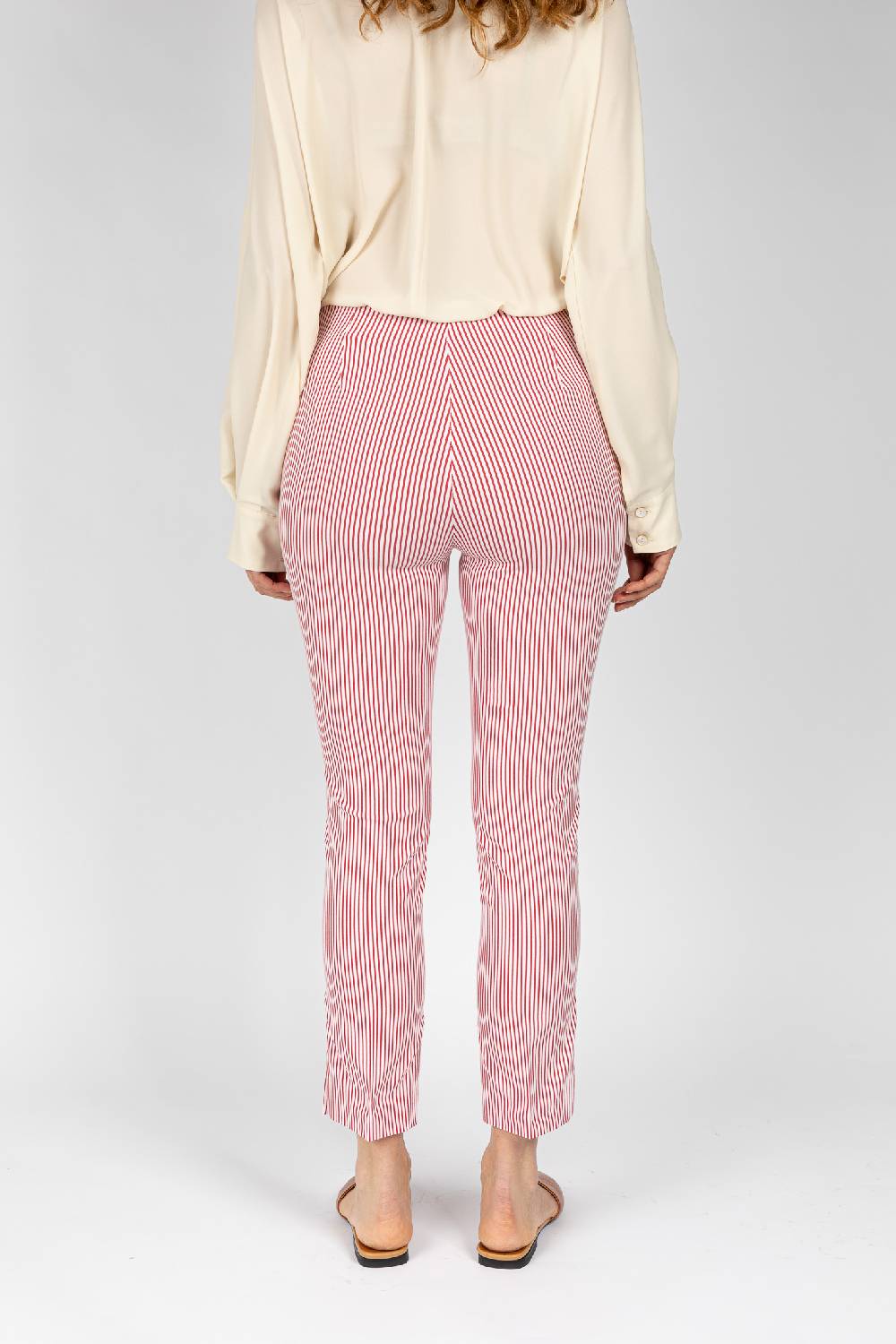 L.Pucci Pantaloni a riga colore rosso da donna linea stretta 50% di sconto con spedizione gratuita