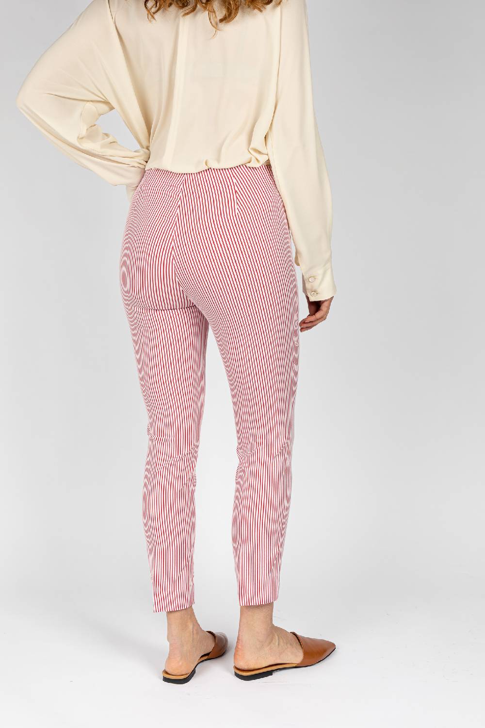L.Pucci Pantaloni a riga colore rosso da donna linea stretta 50% di sconto con spedizione gratuita