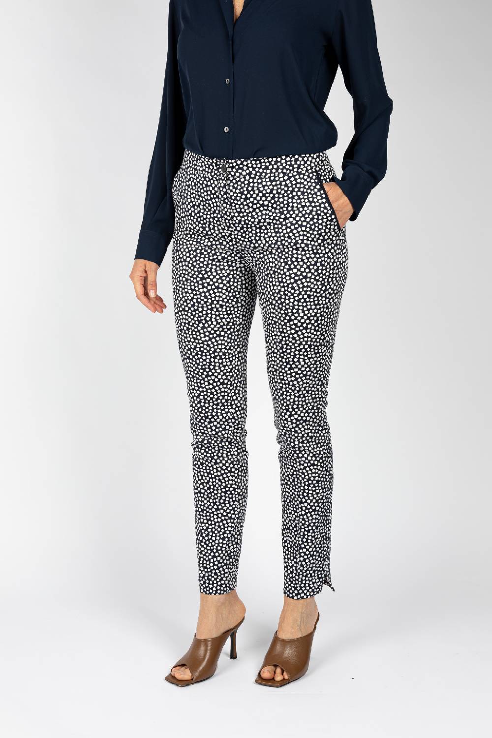 L.Pucci Pantaloni da donna blu linea dritta spacchetti al fondo In vendita
