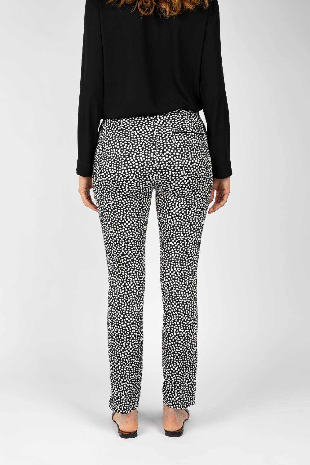 L.Pucci Pantaloni da donna nero linea dritta spacchetti al fondo Saldi Di Fabbrica