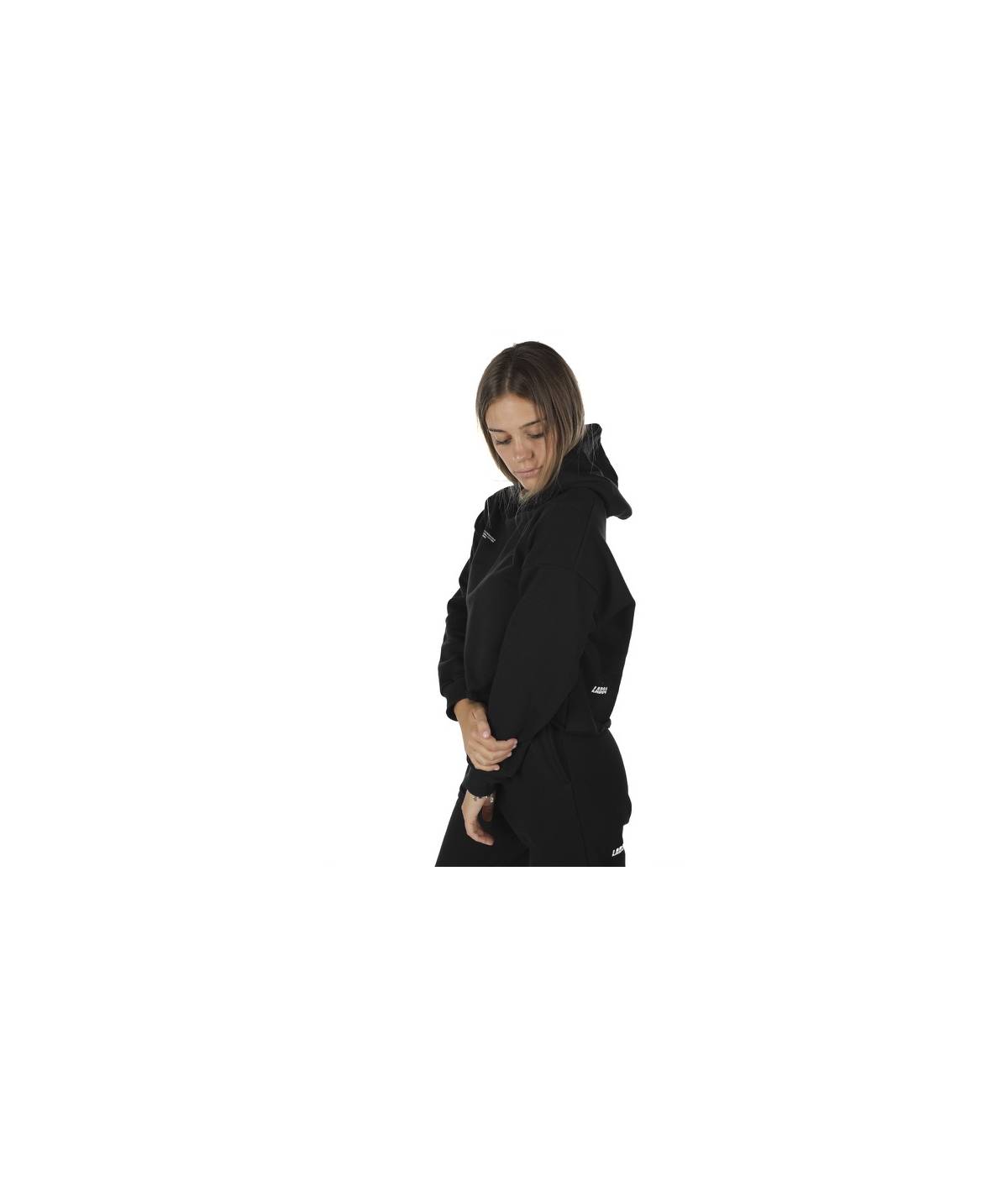 Lab84 FELPA CROP TOP CAPPUCCIO Affare Del Giorno