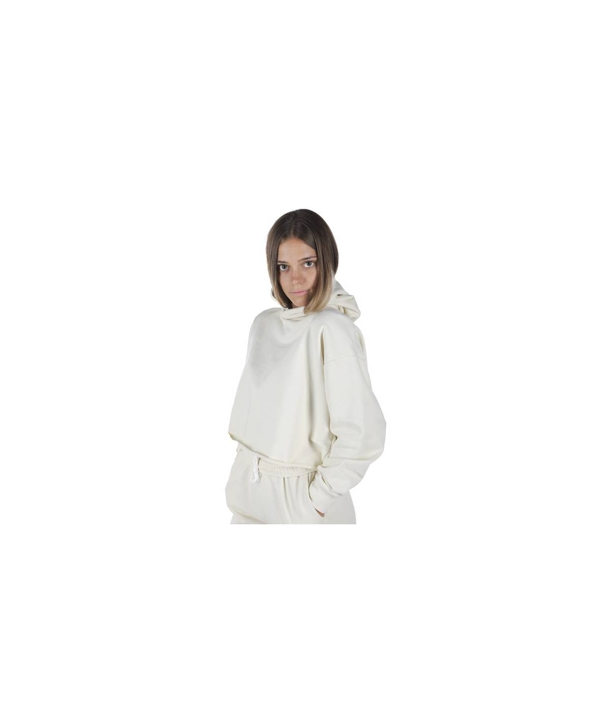 Lab84 FELPA CROP TOP CAPPUCCIO Prezzo Ridotto