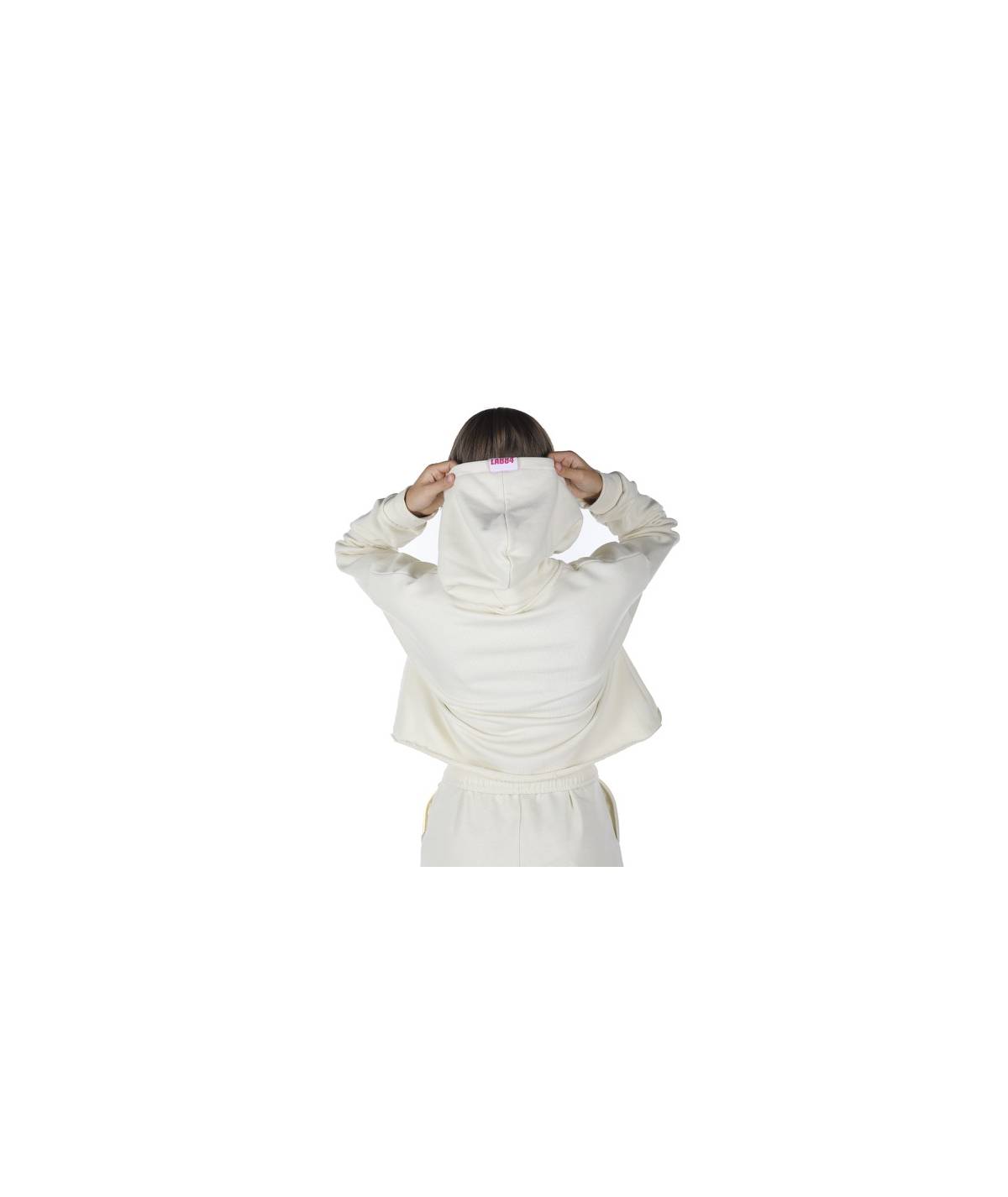 Lab84 FELPA CROP TOP CAPPUCCIO Prezzo Ridotto