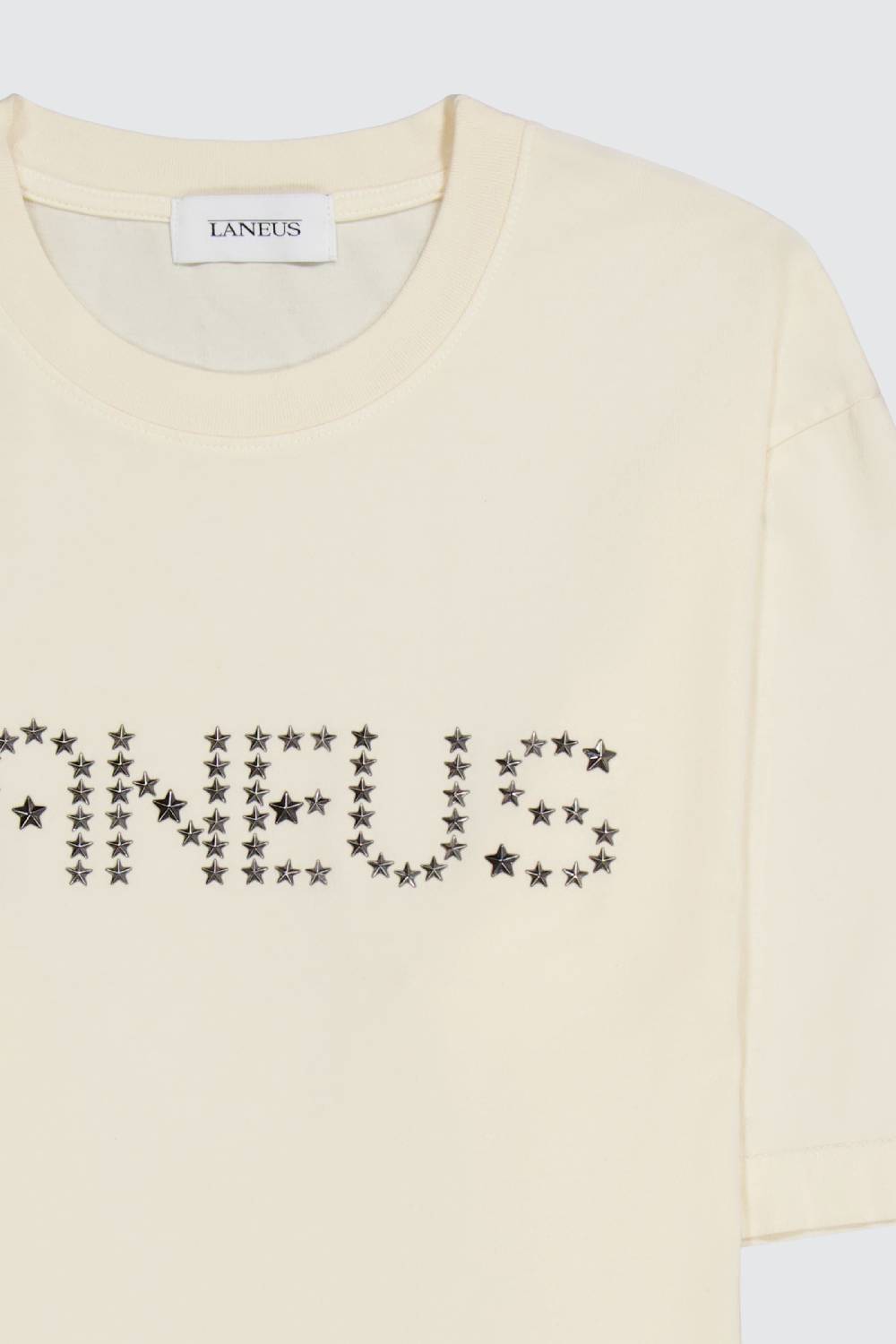 Laneus Laneus milk t-shirt con lettering studded Sottocosto