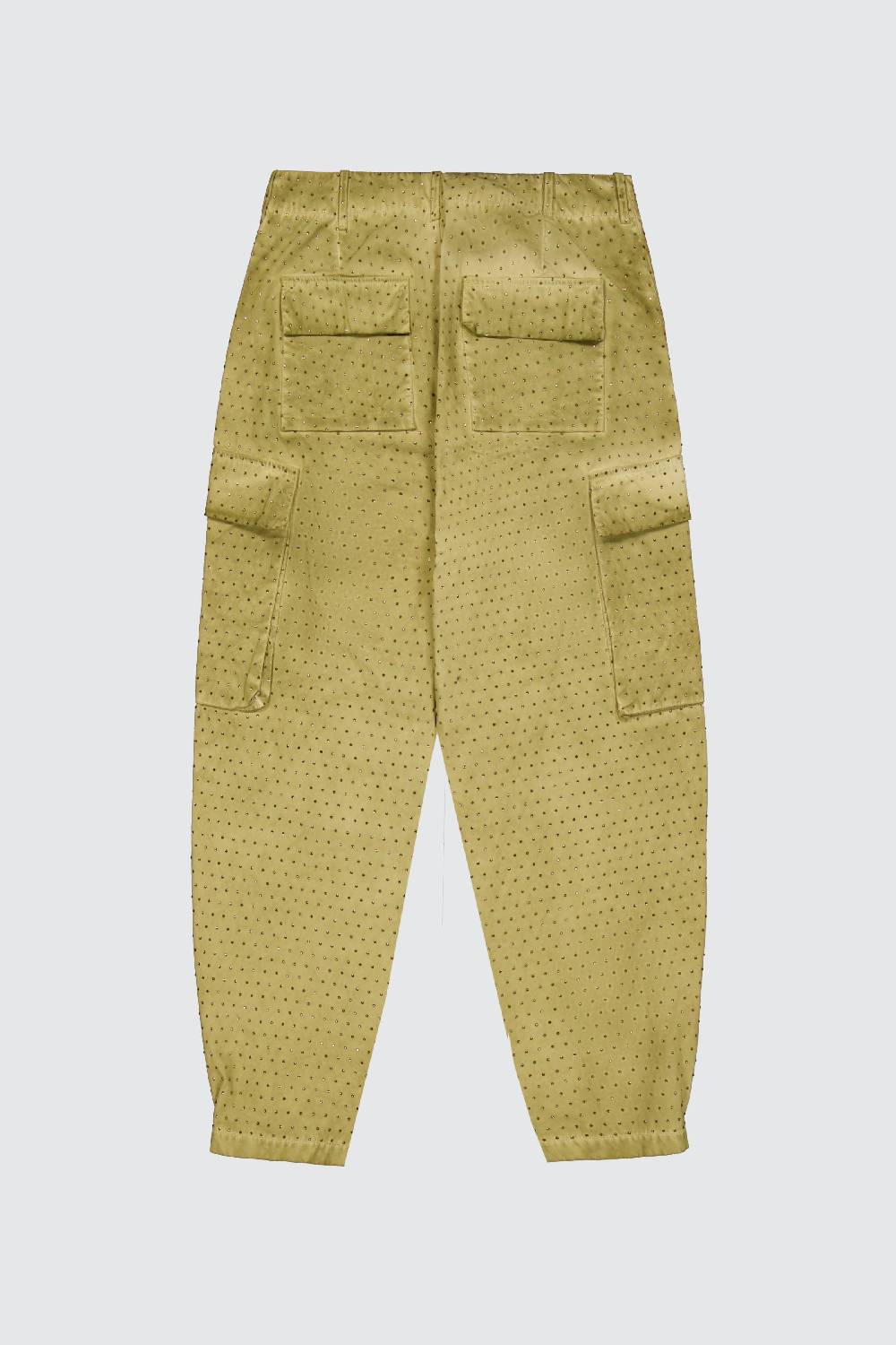 Laneus Laneus pantaloni multitasche military green con strass effetto washed Novità