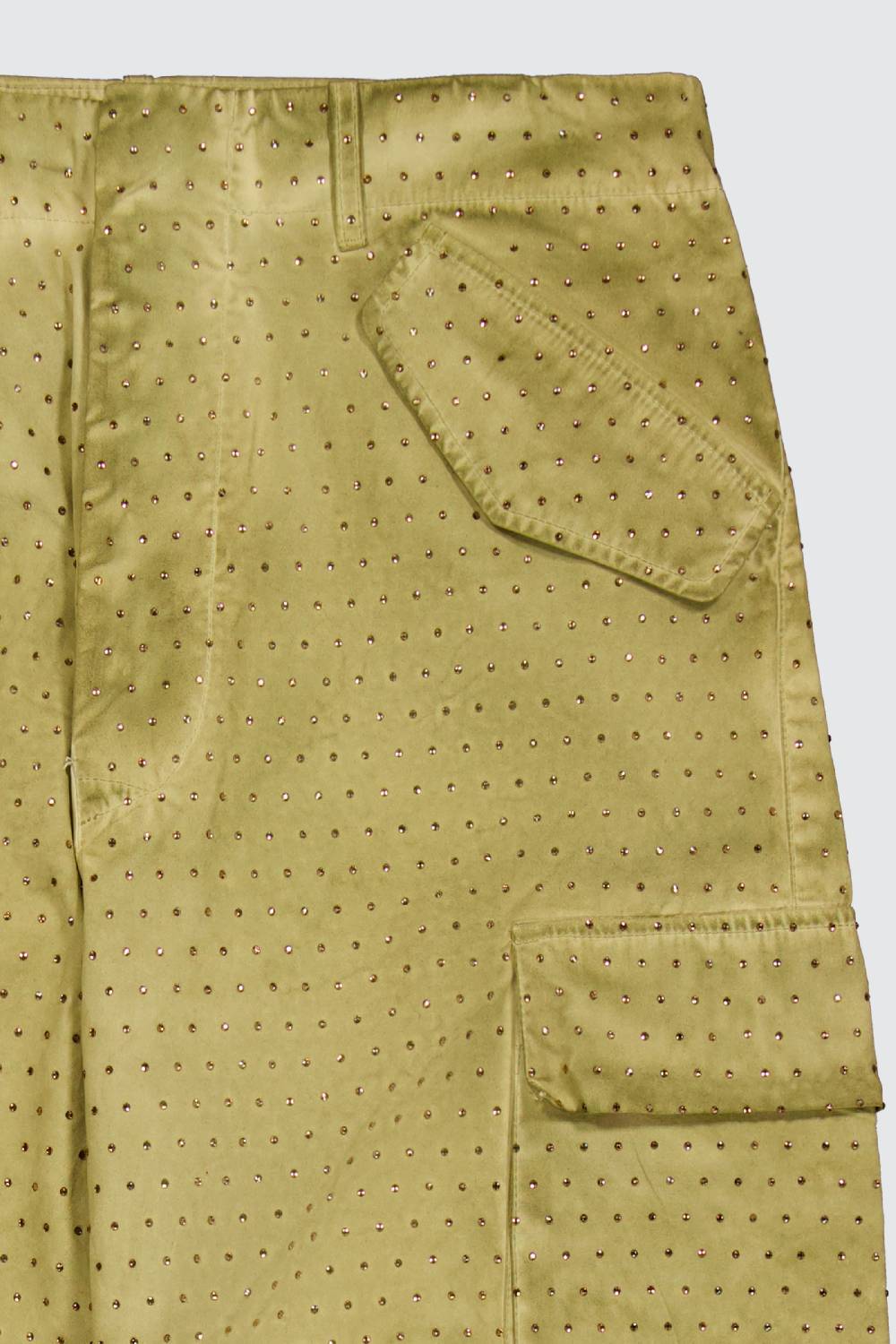 Laneus Laneus pantaloni multitasche military green con strass effetto washed Novità
