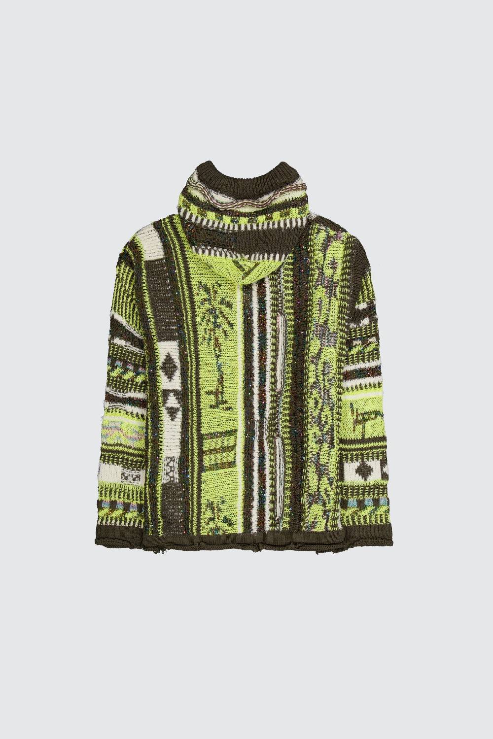 Laneus Laneus multicolor military green jacquard hoodie Offerta