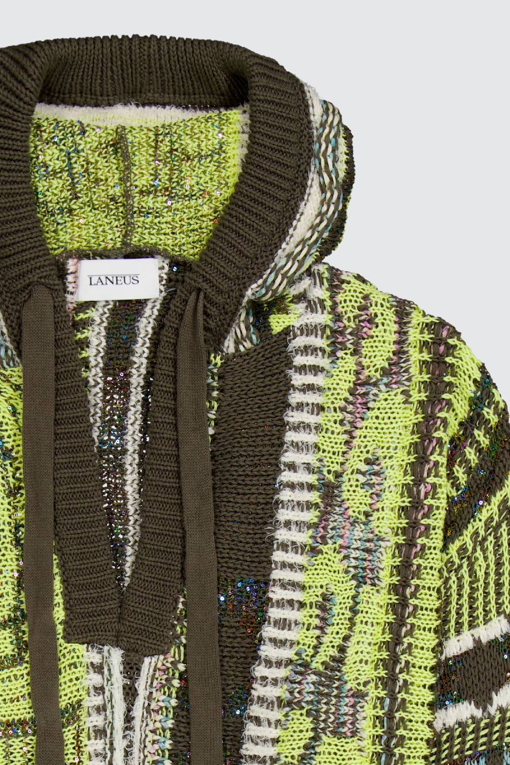 Laneus Laneus multicolor military green jacquard hoodie Offerta