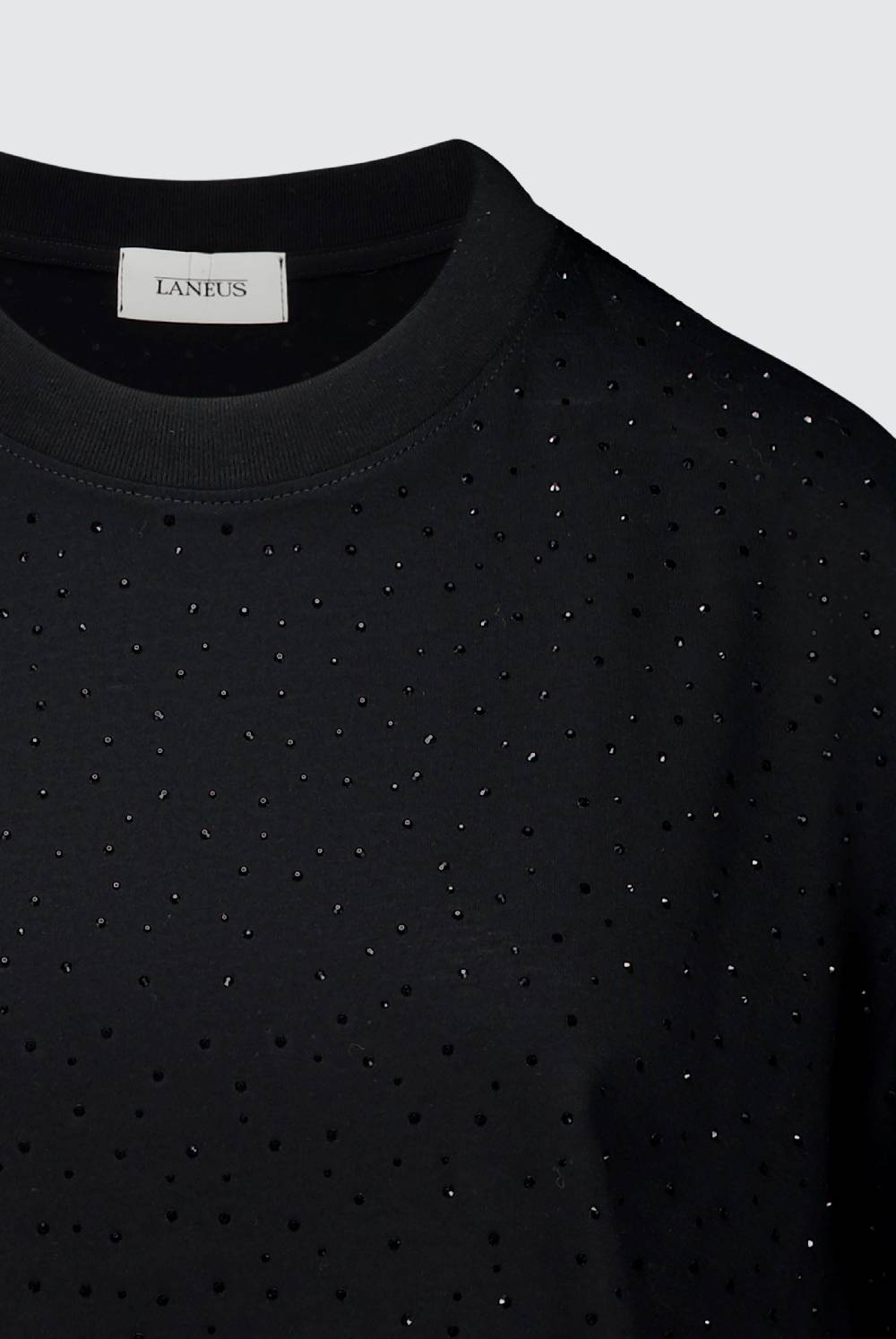 Laneus Laneus mini abito drappeggiato black con strass Vendite Flash