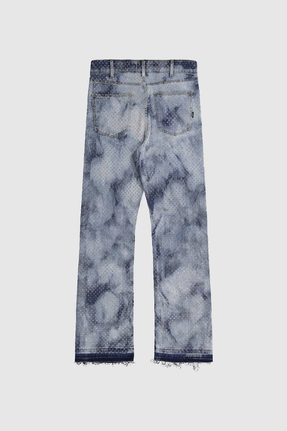 Laneus Laneus pantaloni in denim silver strass 2025