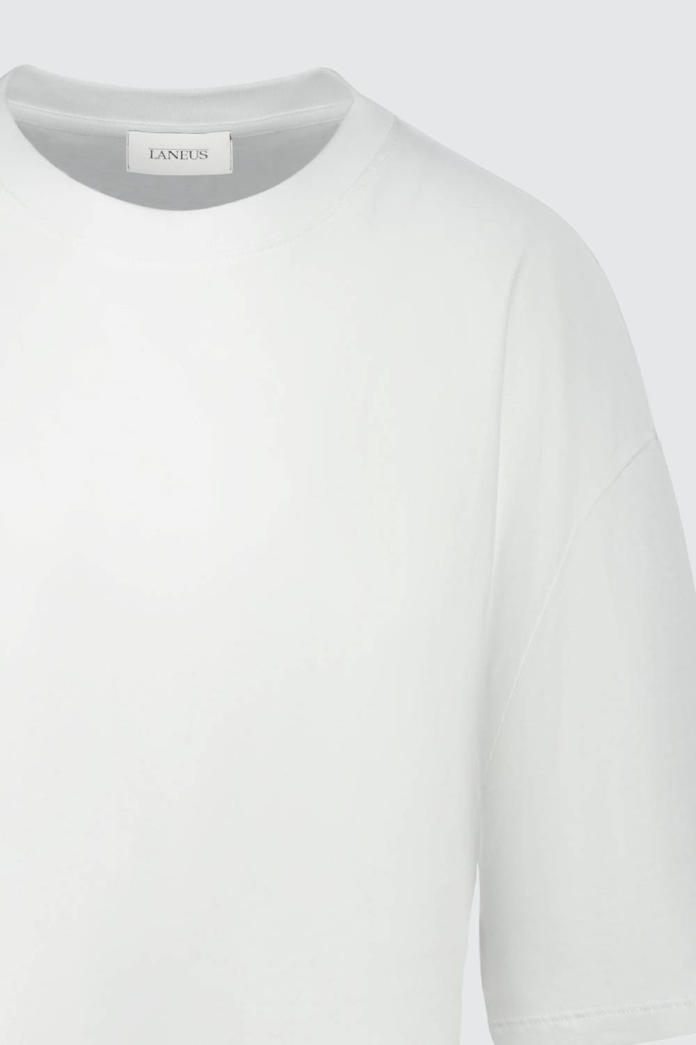 Laneus Laneus mini abito white con drappeggio asimmetrico 2025
