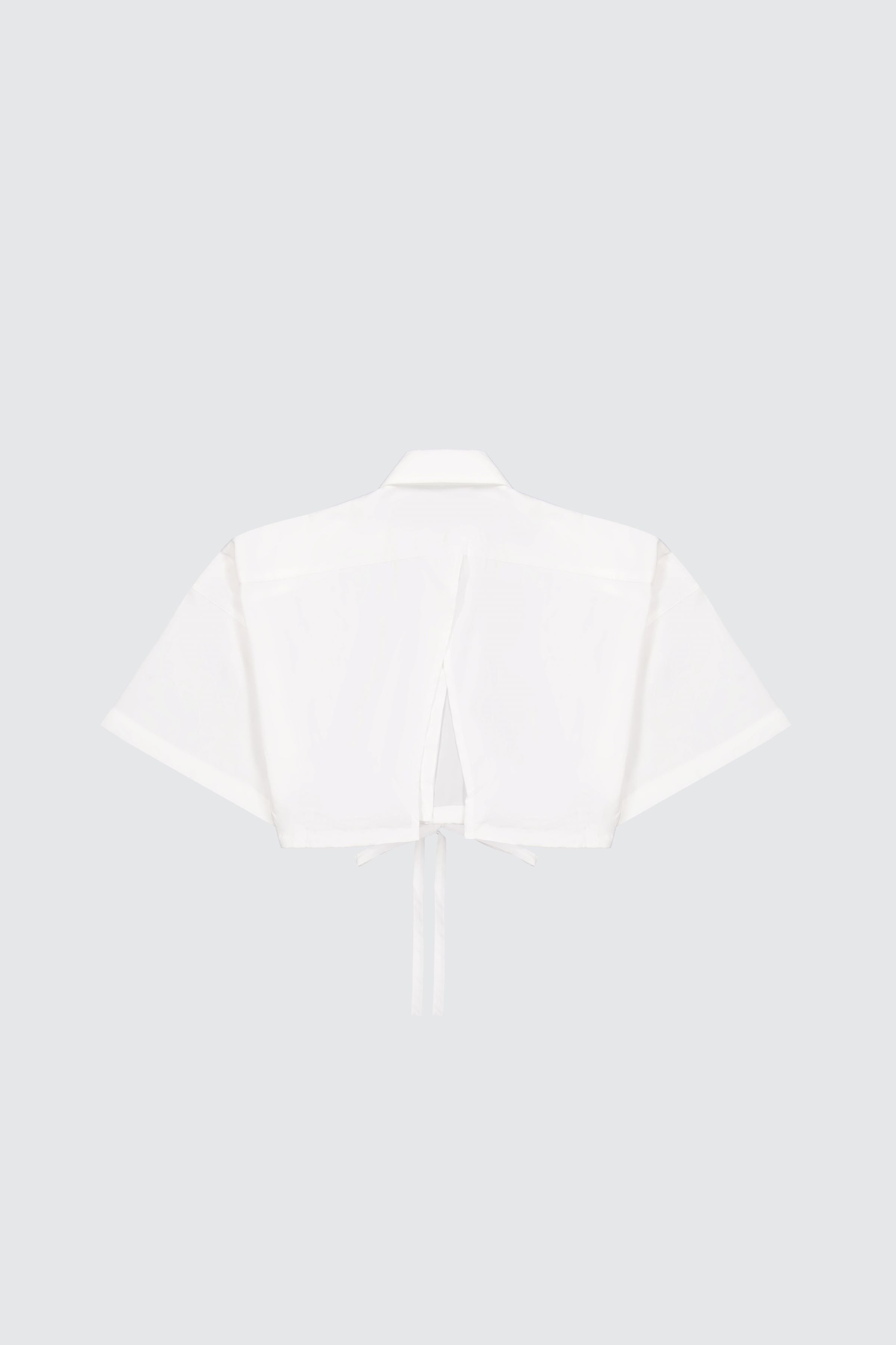 Laneus Laneus camicia cropped white con bottoni logati e coulisse regolabile Nuovo