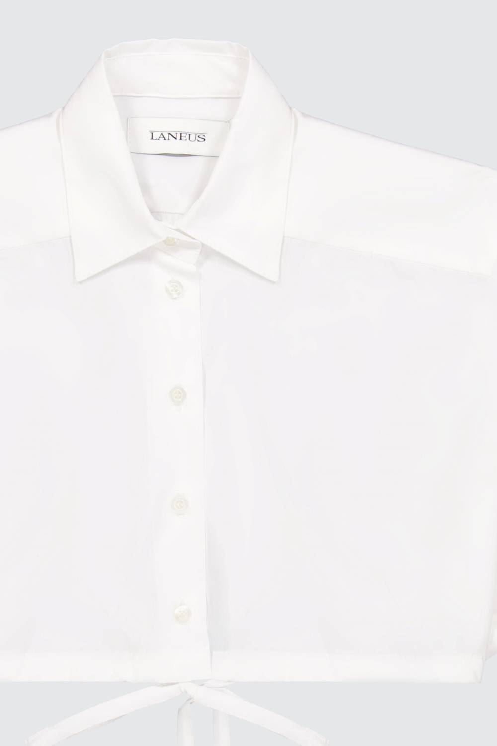 Laneus Laneus camicia cropped white con bottoni logati e coulisse regolabile Nuovo