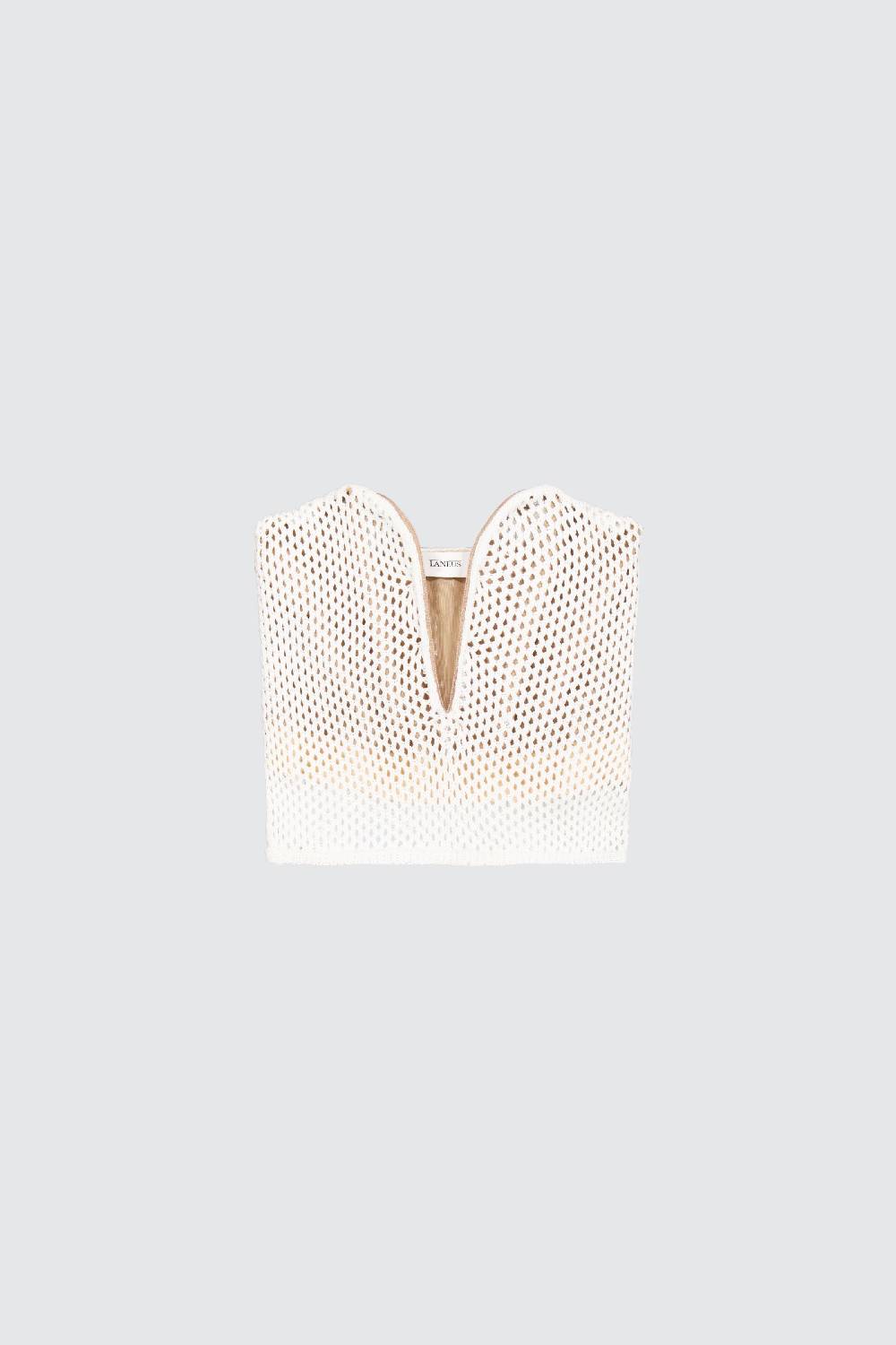 Laneus Laneus top milk in mesh con scollo a cuore Qualità