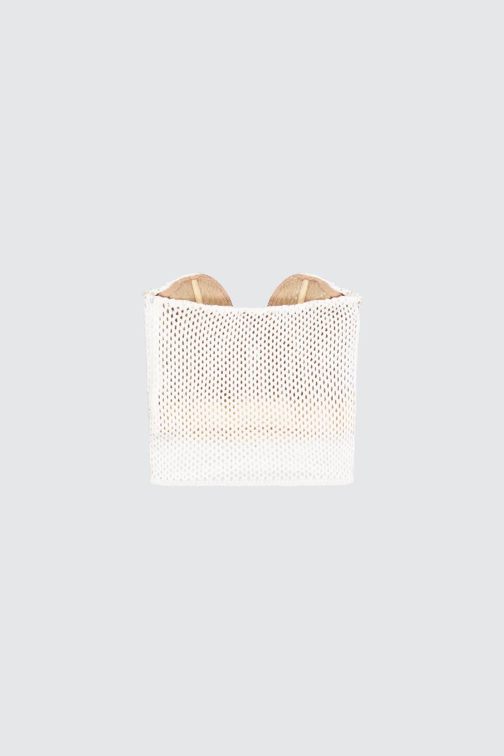 Laneus Laneus top milk in mesh con scollo a cuore Qualità