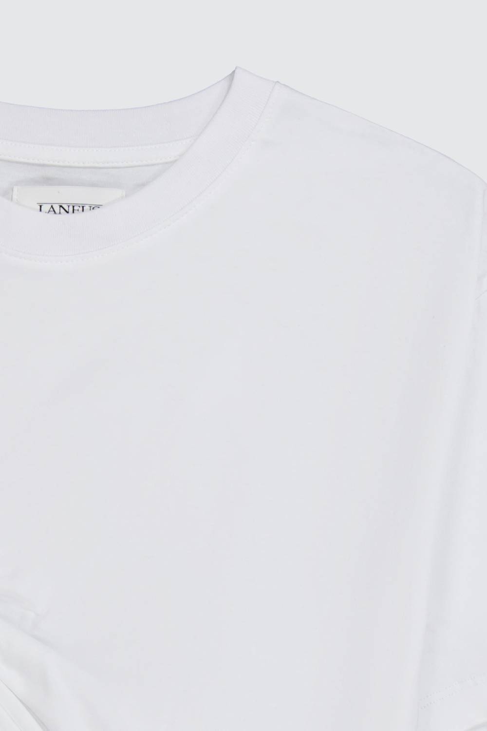Laneus Laneus t-shirt white classic cropped con drappeggio sul davanti Vendita