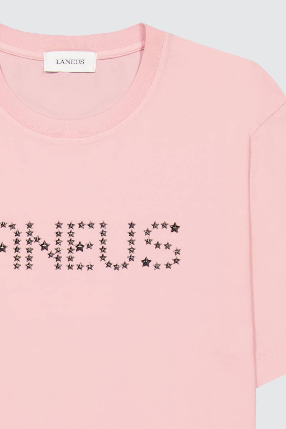 Laneus Laneus pink t-shirt con studded lettering Promozione