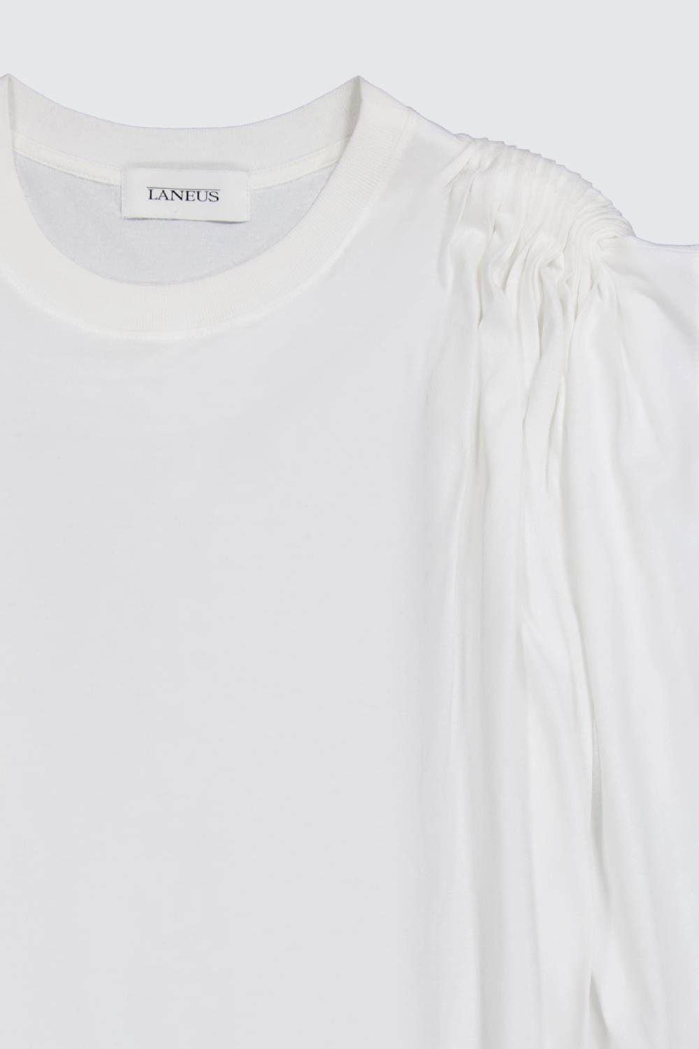 Laneus Laneus t-shirt white classic con drappeggio sulla spalla Qualità Garantita