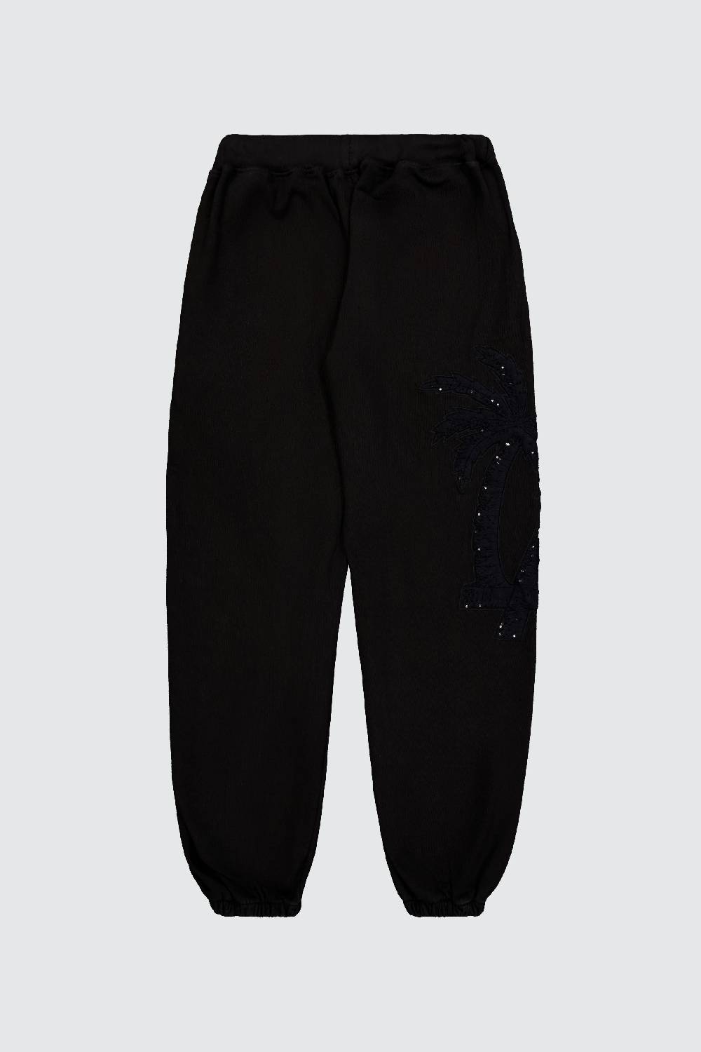 Laneus Laneus pantaloni in felpa black palm print logo 2025