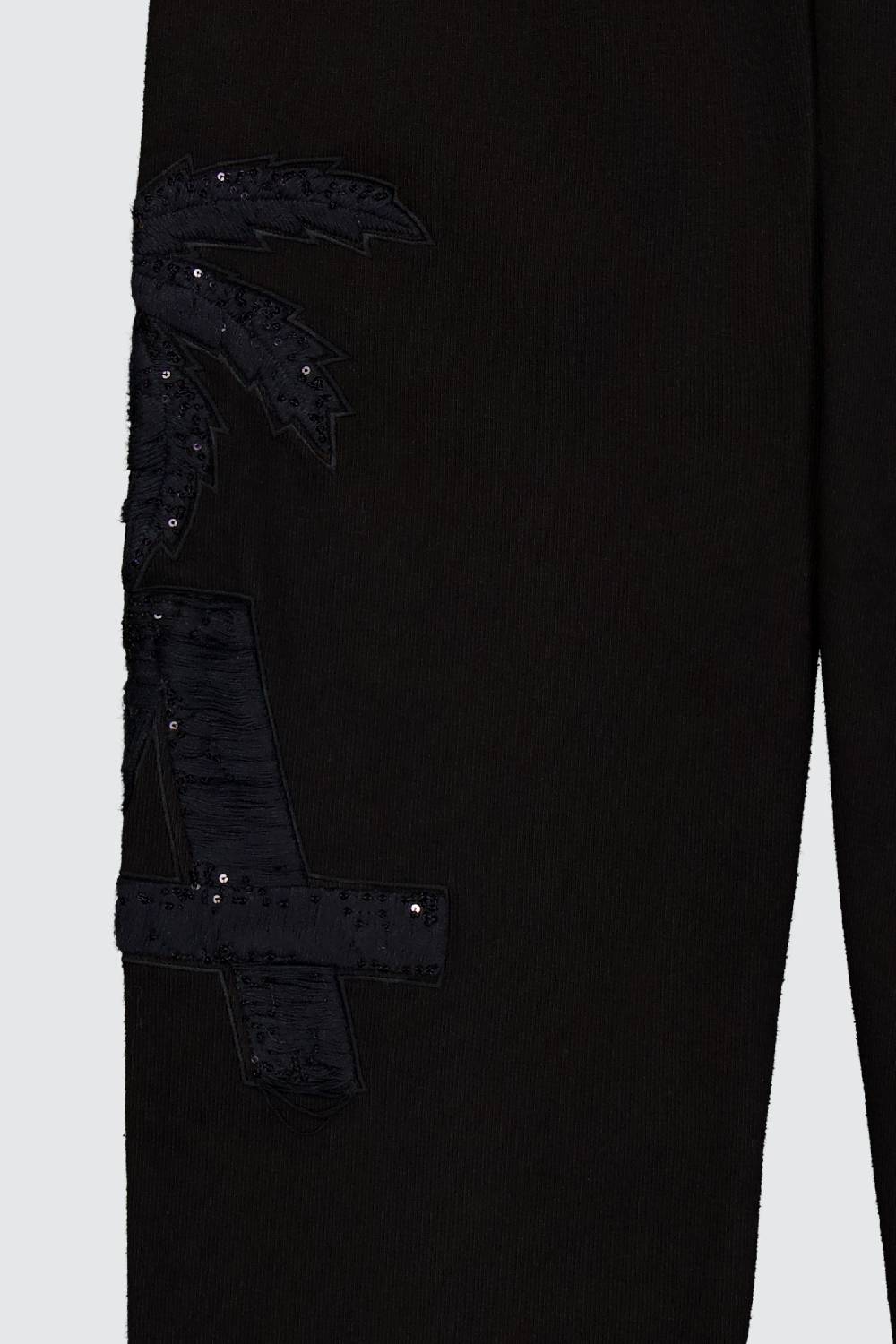 Laneus Laneus pantaloni in felpa black palm print logo 2025