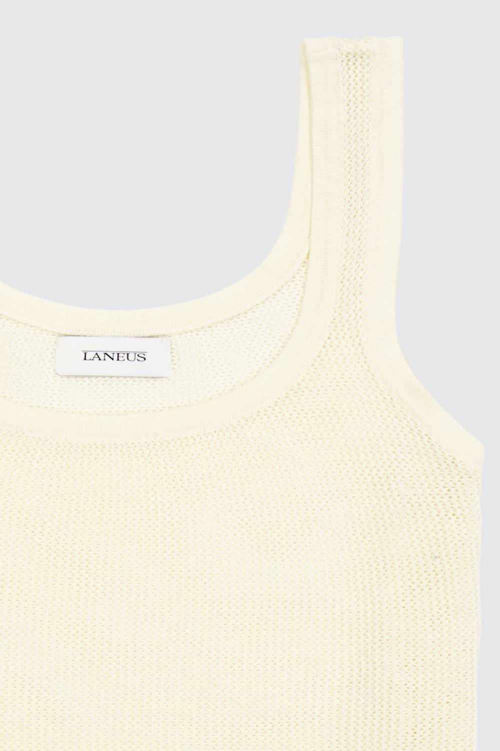 Laneus Laneus canotta milk in mesh con lavorazione a costine Nuovo