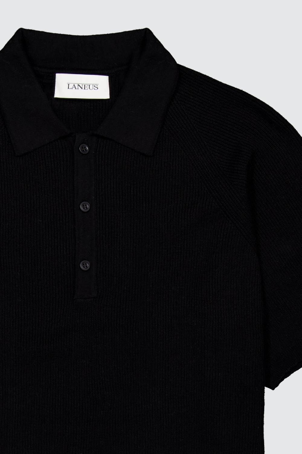Laneus Laneus polo black in maglia con bottoni Convenienza