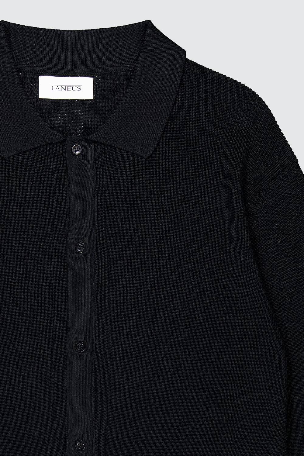 Laneus Laneus polo black in maglia a maniche lunghe Presa