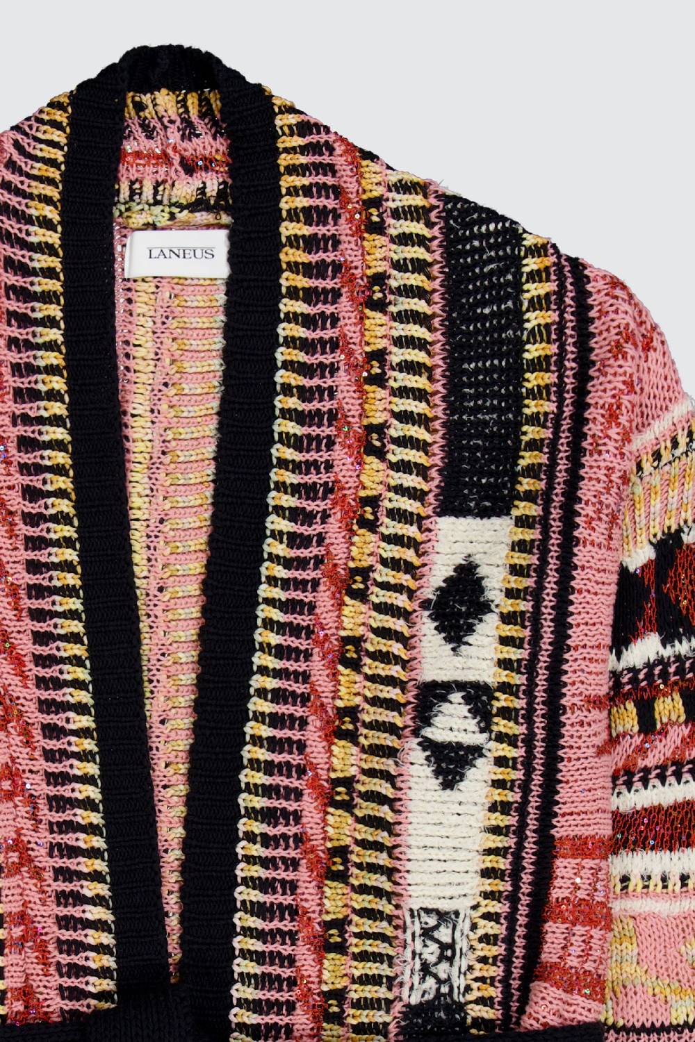 Laneus Laneus pink icon jacquard cardigan Offerta