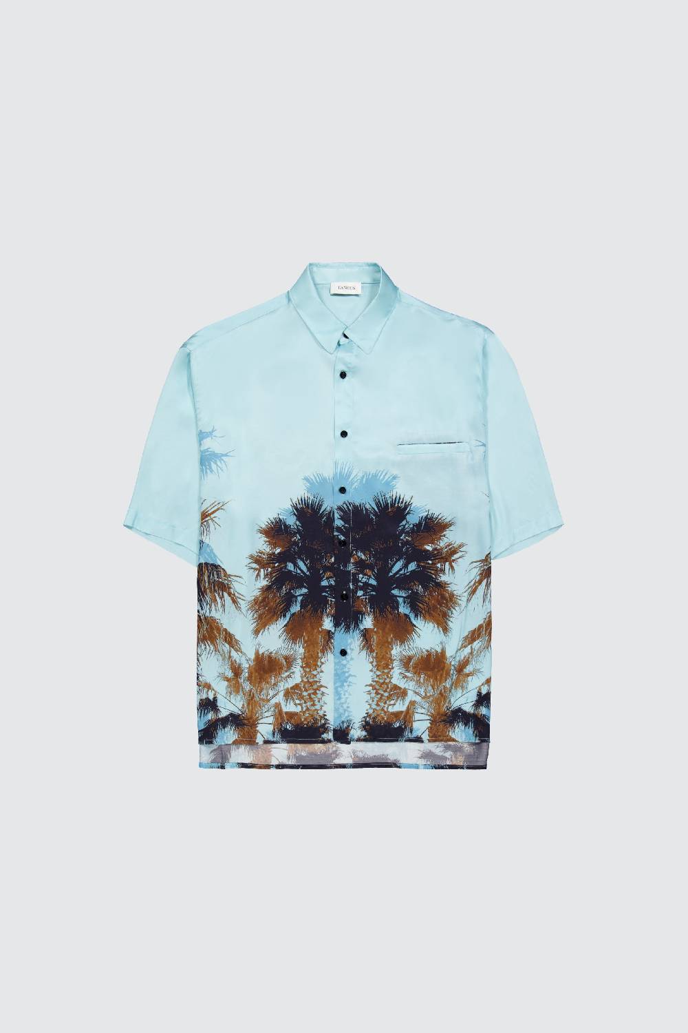 Laneus Laneus camicia turquoise palm print Vendita Economica