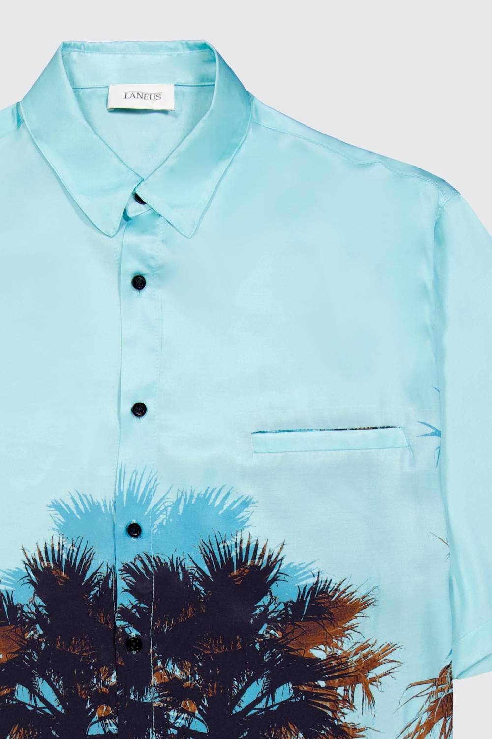 Laneus Laneus camicia turquoise palm print Vendita Economica