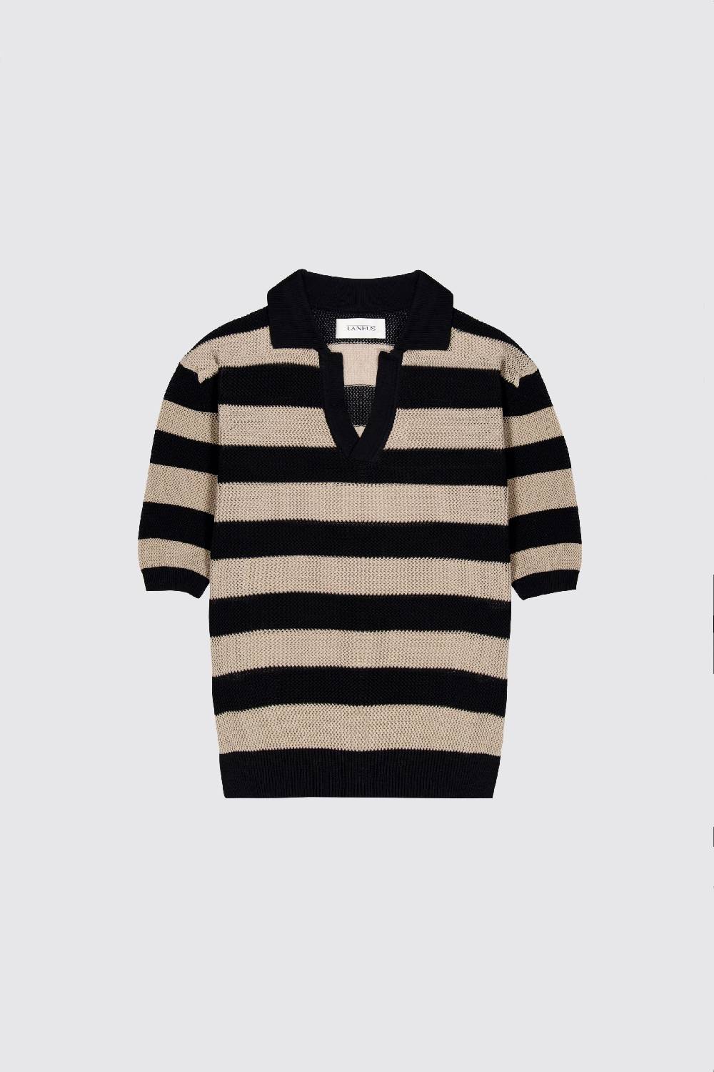 Laneus Laneus polo in mesh a righe Negozio