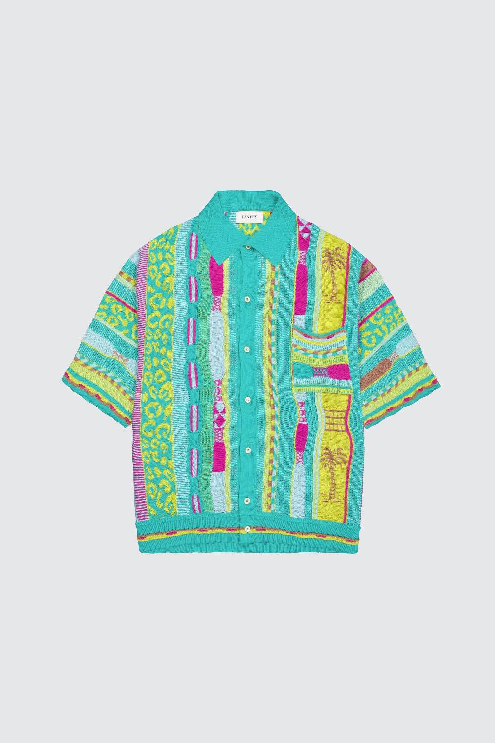 Laneus Laneus polo multicolor turquoise in jacquard In Saldo