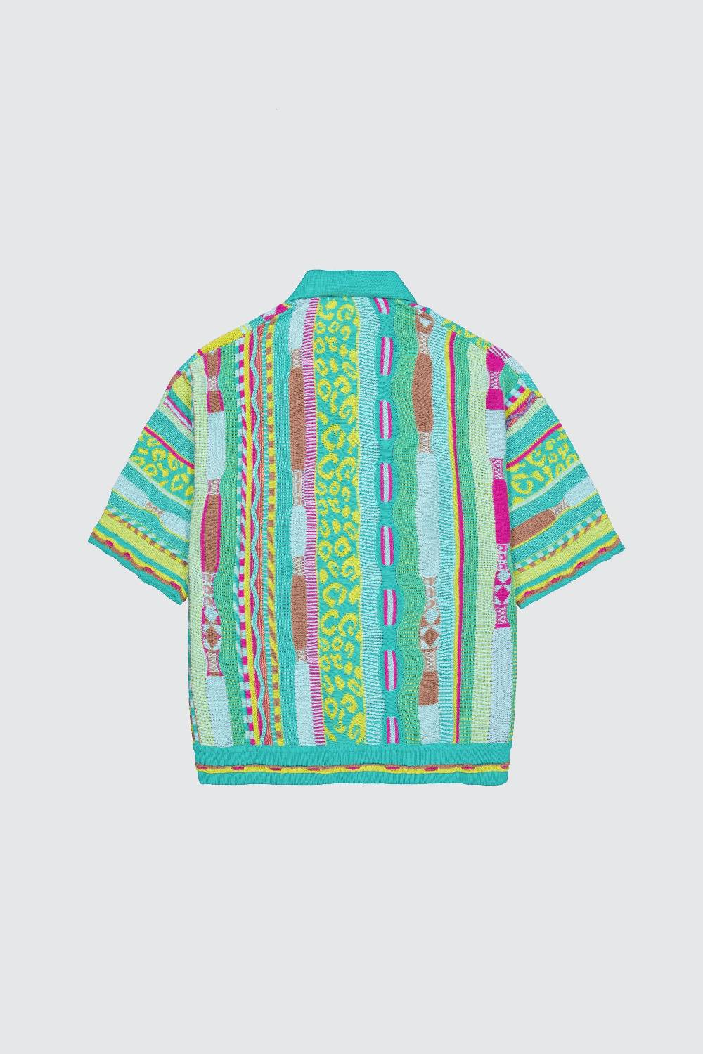 Laneus Laneus polo multicolor turquoise in jacquard In Saldo