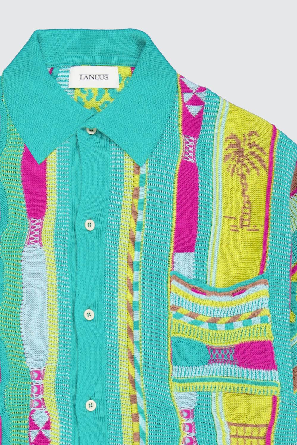 Laneus Laneus polo multicolor turquoise in jacquard In Saldo