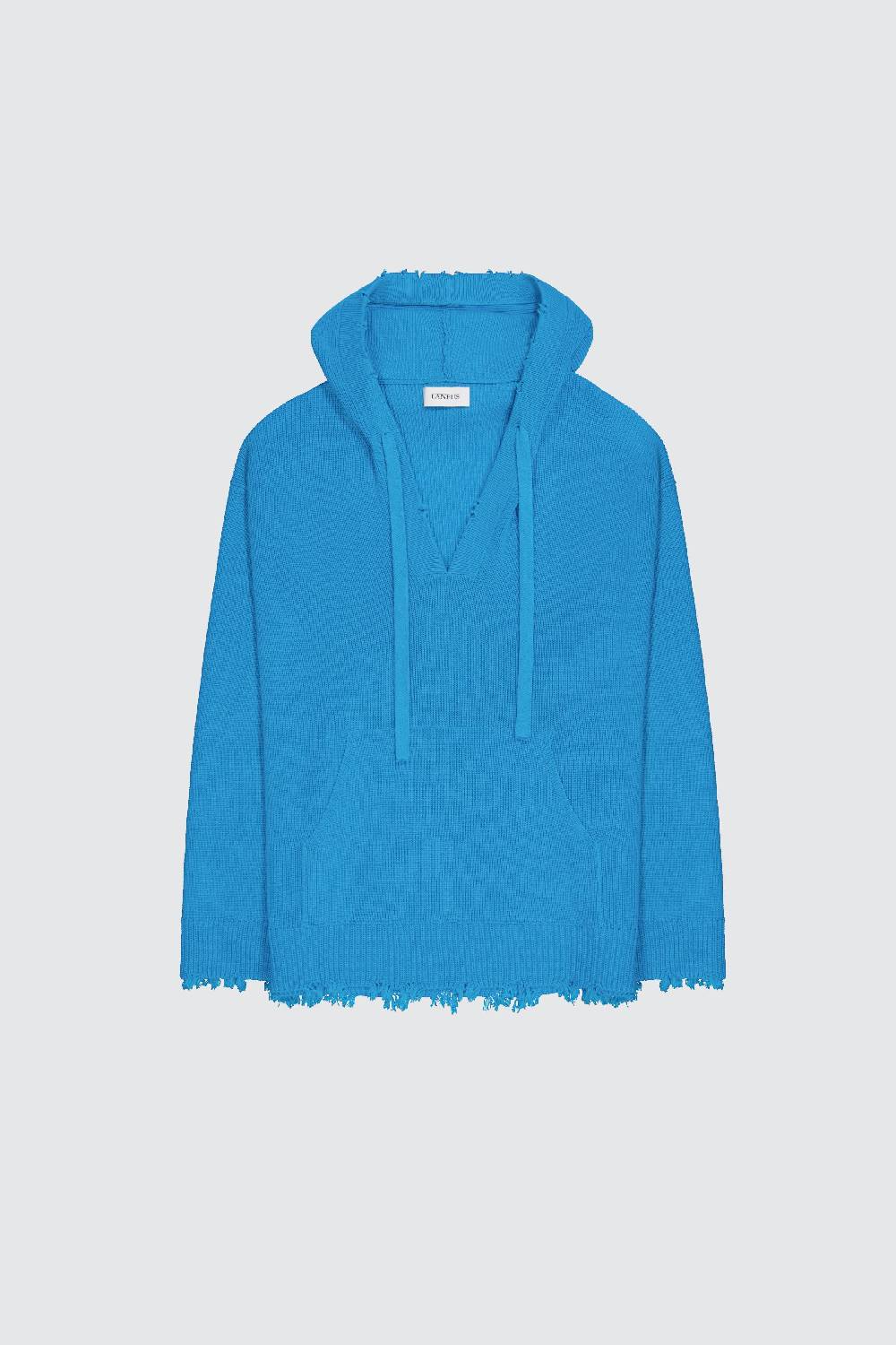 Laneus Laneus hoodie turquoise in maglia con scollo a V Moda