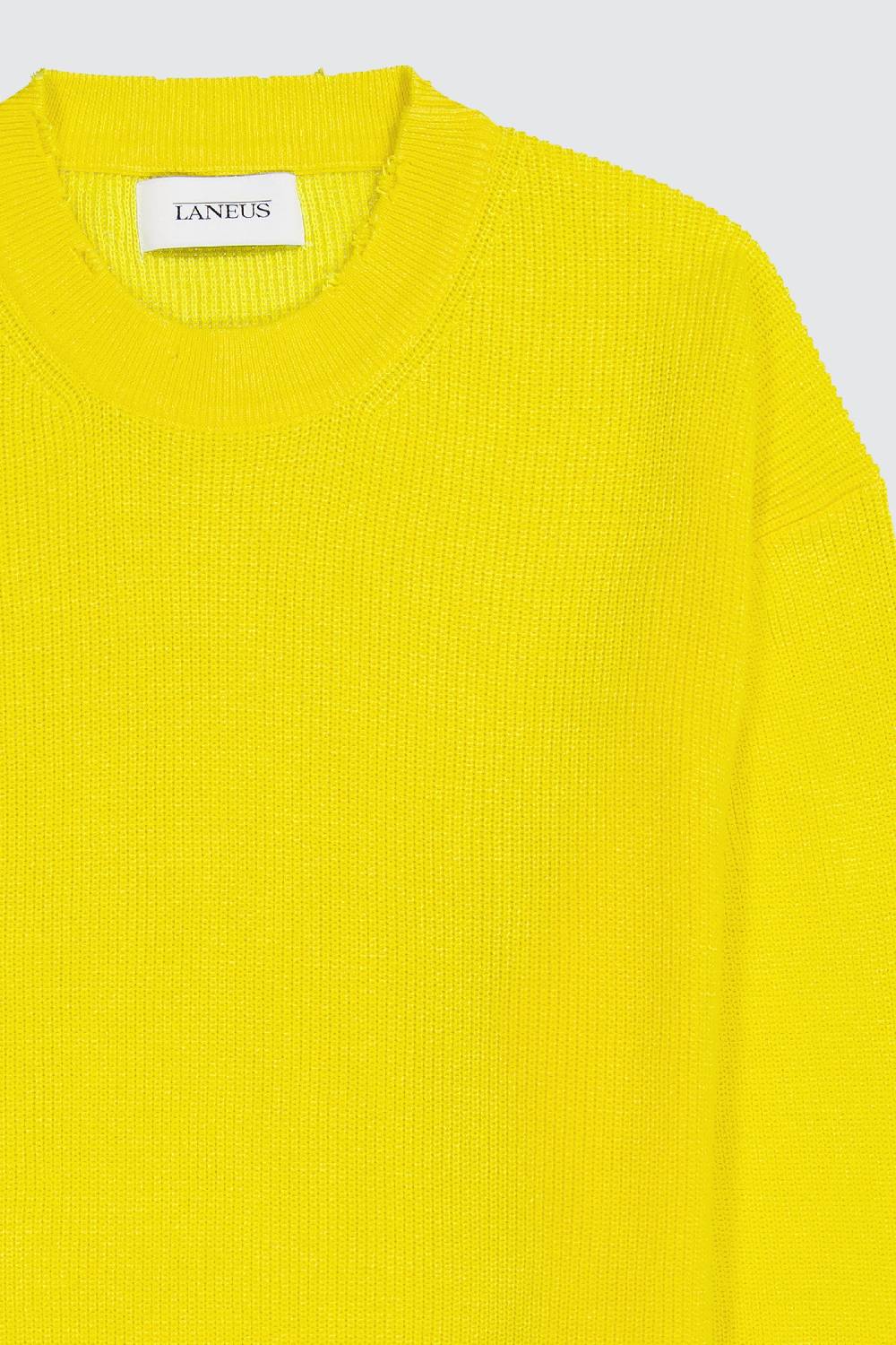 Laneus Laneus maglione yellow cropped effetto destroyed Italy