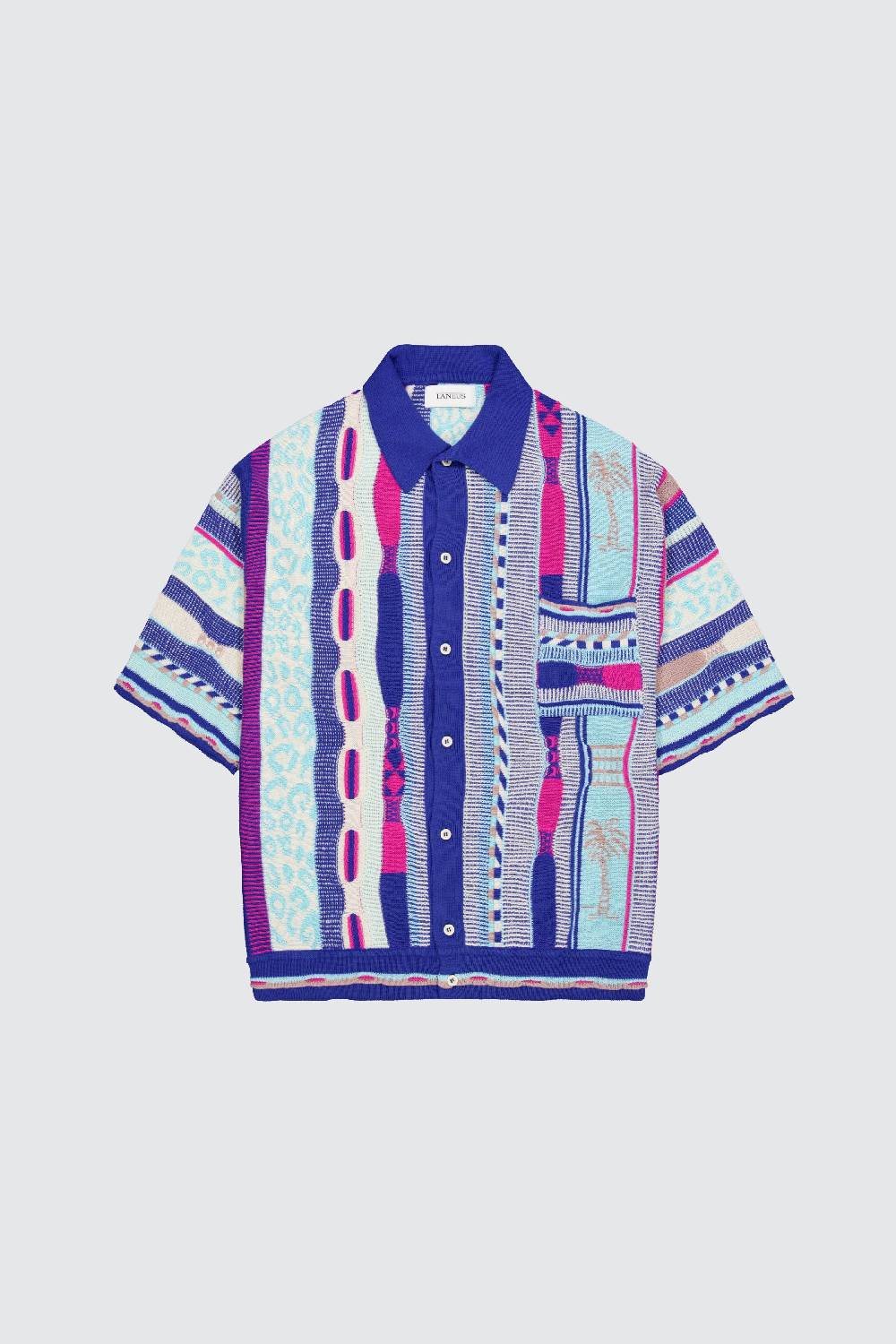Laneus Laneus polo multicolor bluette in jacquard Nuovo